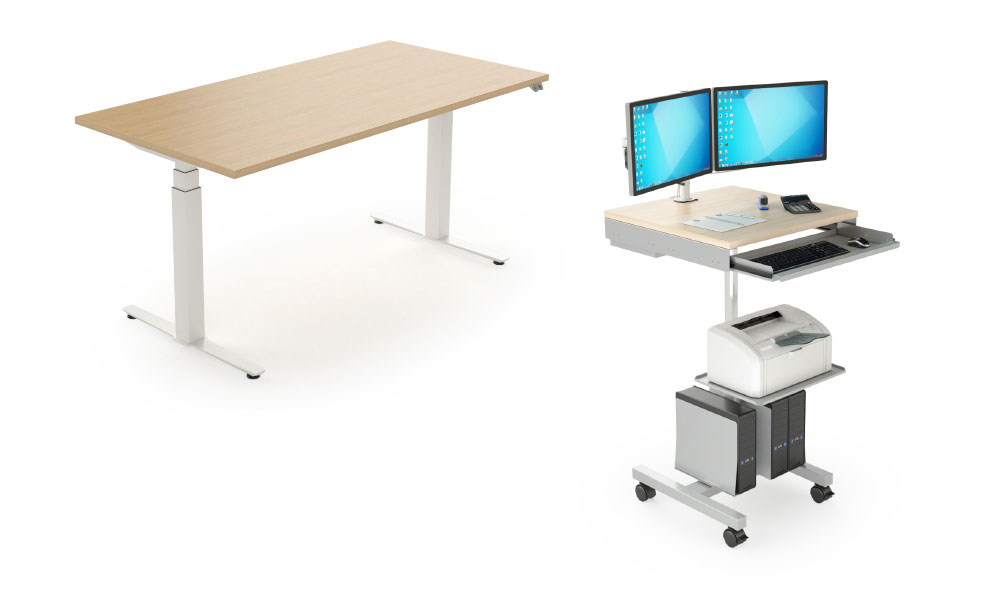 Dessertes et postes réglables en hauteur Mobilier de travail réglable en hauteur