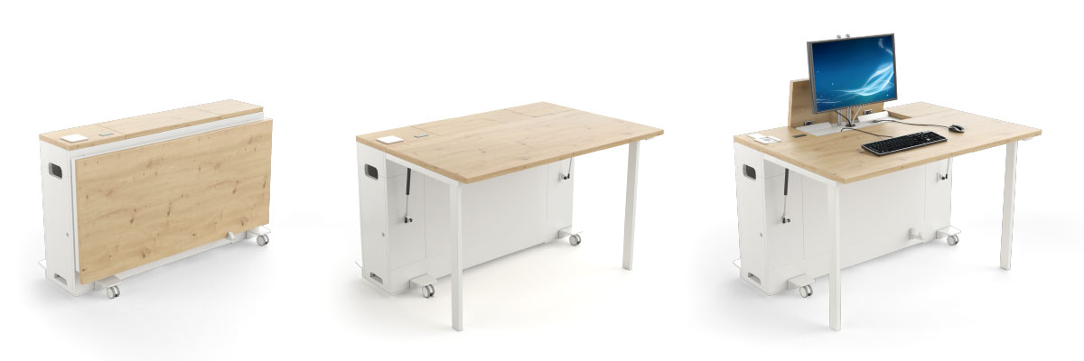 bureau informatique mobile et pliable