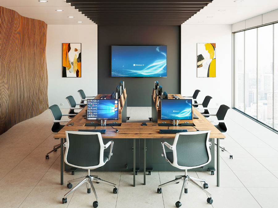 Bureau informatique LORENE, en bois, blanc